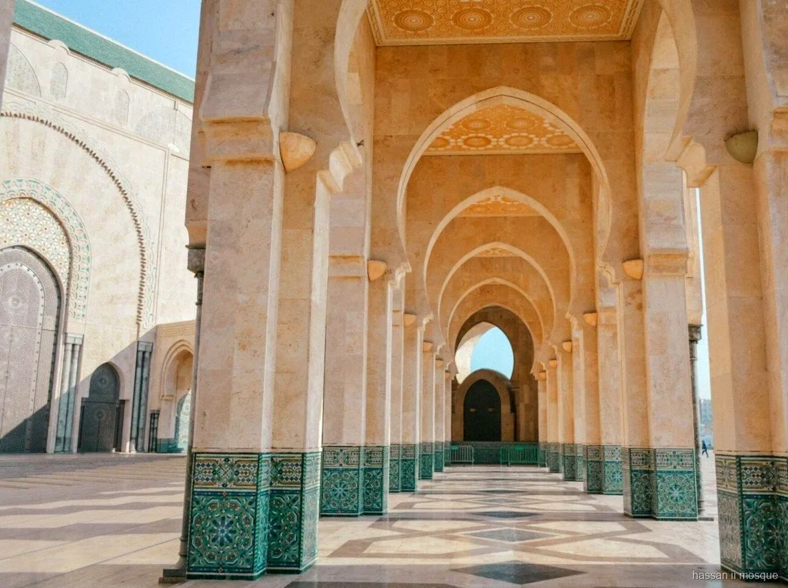 Hassan II Mosque guided tour group at the entrance