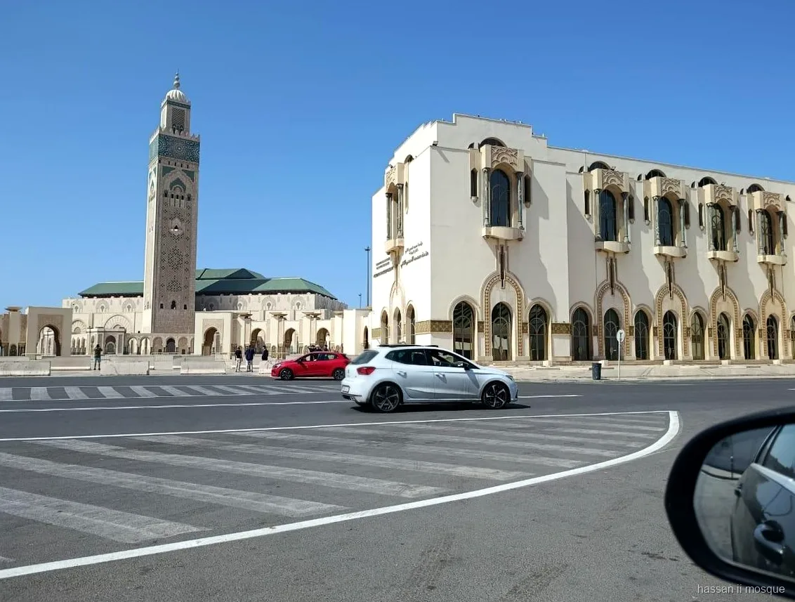 Hassan II Mosque guided tour group on the esplanade